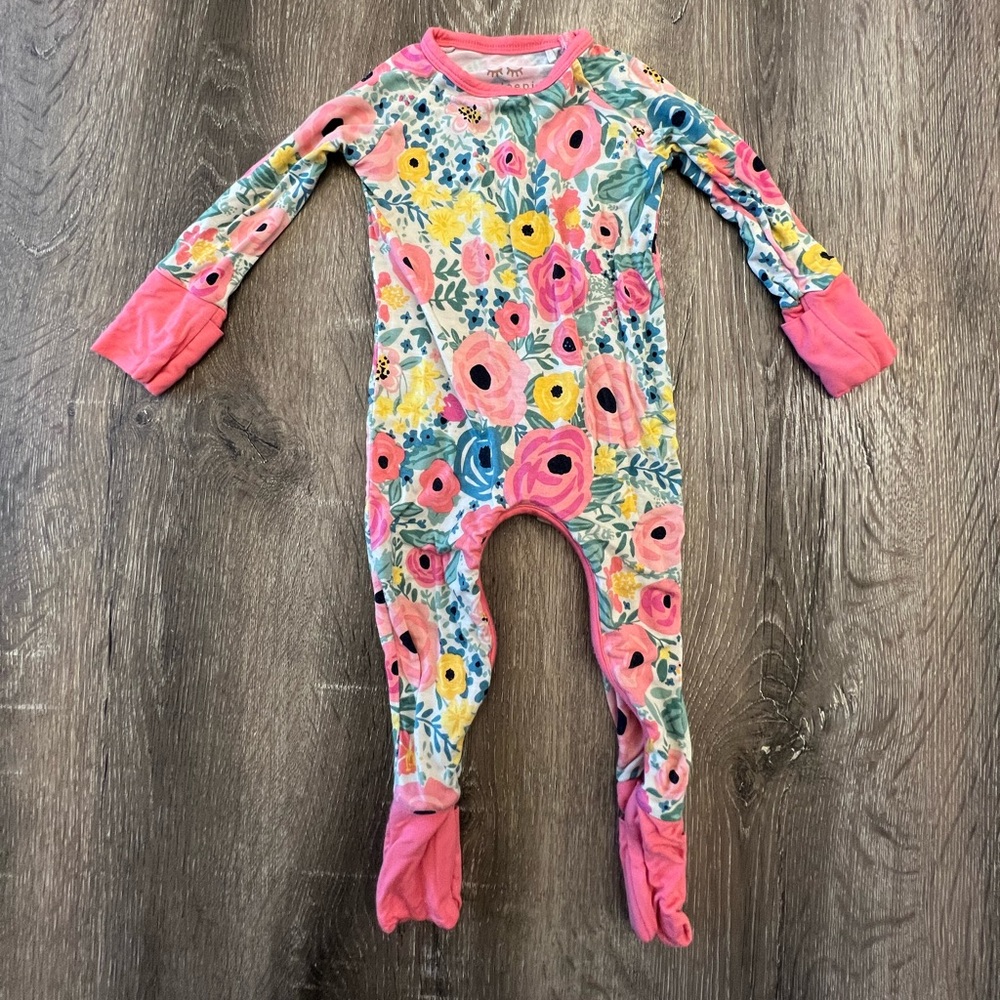 Little Sleepies Pink Floral Footed One-Piece